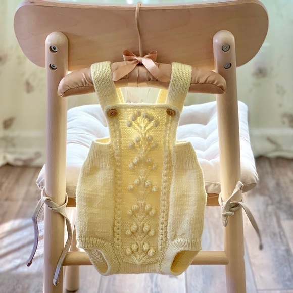 Baby Onesie 0-3 m Hand Knitted Organic Wool Romper Baby Clothes Gift Overalls - Picture 12 of 16